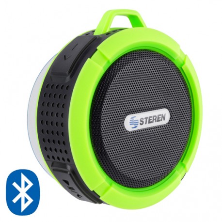 BOCINA PARA REGADERA STEREN BOC-864 CON CONEXION BLUETOOTH COLOR NEGRO CON VERDE