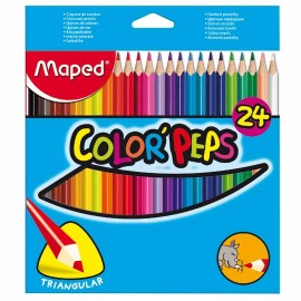 LAPICES DE COLOR SURTIDO MAPED FORMA TRIANGULAR DE MADERA CAJA CON 24 PIEZAS