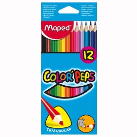 LAPICES DE COLOR SURTIDO MAPED FORMA TRIANGULAR DE MADERA CAJA CON 12 PIEZAS