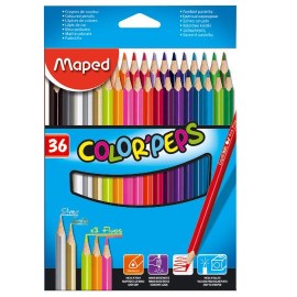 LAPICES DE COLOR SURTIDO MAPED FORMA TRIANGULAR DE MADERA CAJA CON 36 PIEZAS