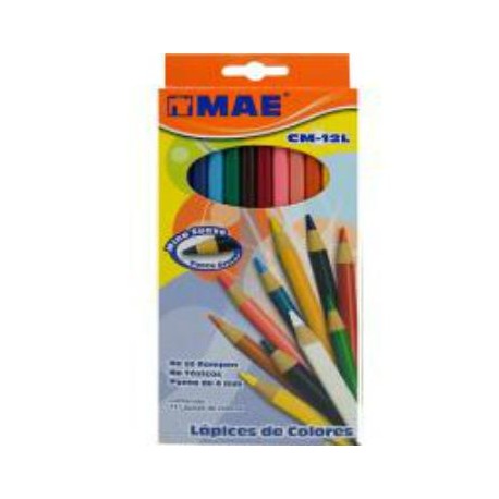 LAPICES DE COLOR SURTIDO MAE FORMA REDONDA DE MADERA CAJA CON 12 PIEZA