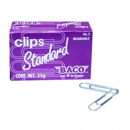 CLIP ESTANDAR BACO NUMERO 2 CAJA CON 100 CLIPS