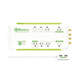 ESTACIÓN DE CARGA CON MULTICONTACTO, SUPRESOR DE PICOS Y CONEXIÓN USB KOBLENZ SS-2160 USBX