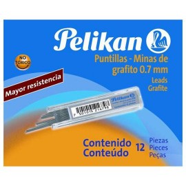 PUNTILLAS PELIKAN DE GRAFITO NÚMERO 0.7 MM 1 TUBO CON 12 PUNTILLAS