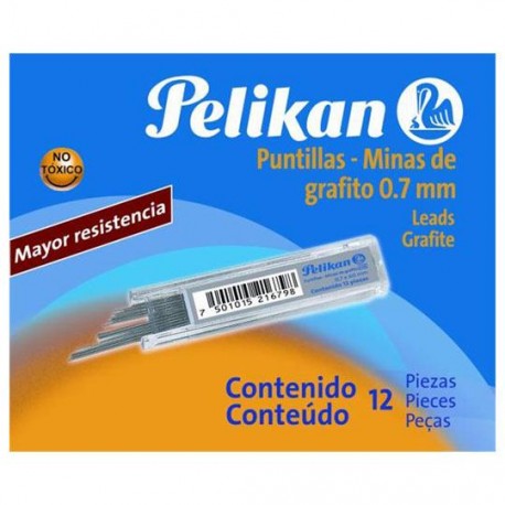 PUNTILLAS PELIKAN DE GRAFITO NÚMERO 0.7 MM 1 TUBO CON 12 PUNTILLAS