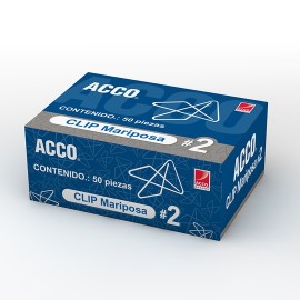 CLIP MARIPOSA ACCO NUMERO 2 CAJA CON 50 CLIPS