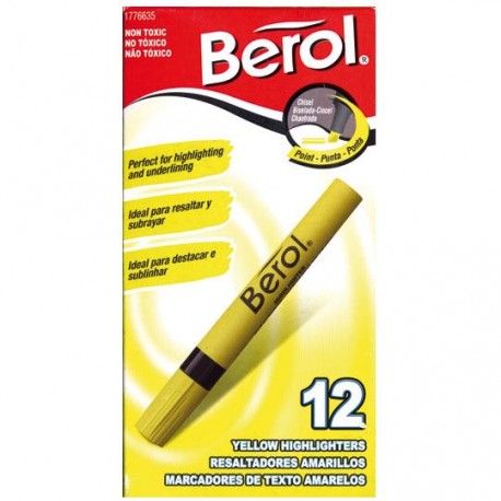 MARCATEXTOS RESALTADOR BEROL 2101 COLOR AMARILLO 1 PIEZA