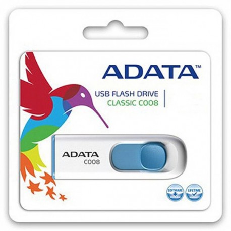 ADATA USB 64GB C008 BLANCO + AZUL RETRAC