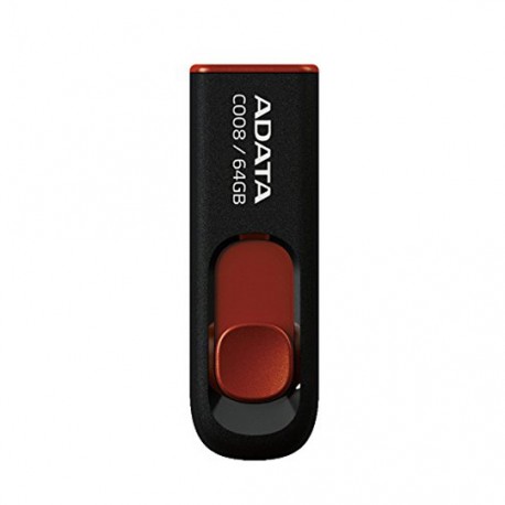 ADATA USB 64GB C008 NEGRO + ROJO RETRACT