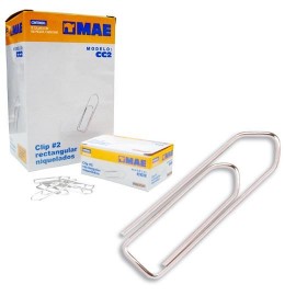 CLIP CUADRADO MAE NUMERO 2 CAJA CON 100 CLIPS