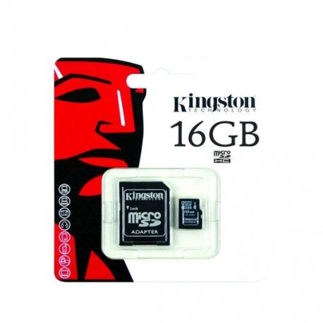 MEMORIA MICRO SD SDC4/16GB KINGSTON DE 16 GB CLASE 4 CON ADAPTADOR