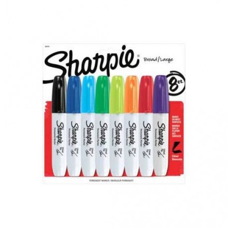 MARCADOR PERMANENTE BEROL SHARPIE CHISEL COLOR SURTIDO 8 PIEZAS