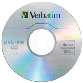 DVD DVD-RW VERBATIM 94836 CAPACIDAD 4.7GB VELOCIDAD DE TRANSFERENCIA 4X INDIVIDUAL