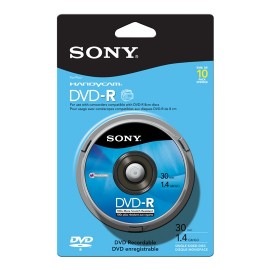 DVD MINI DVD-R SONY 10DMR30 CAPACIDAD 1.4GB VELOCIDAD DE TRANSFERENCIA 4X PAQUETE DE 10 PIEZAS