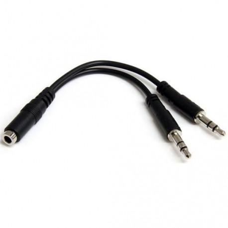 ADAPTADOR DIVISOR DE AUDIFONOS STARTECH MINI JACK 3 5MM 3 PINES A MINI JACK 4 PINES MUYHSFMM