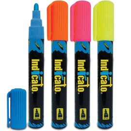 MARCADOR PARA PIZARRON ALFRA INDICATO COLOR SURTIDO (AZUL, AMARILLO, NARANJA, ROSA) 4 PIEZAS