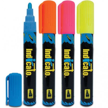 MARCADOR PARA PIZARRON ALFRA INDICATO COLOR SURTIDO (AZUL, AMARILLO, NARANJA, ROSA) 4 PIEZAS