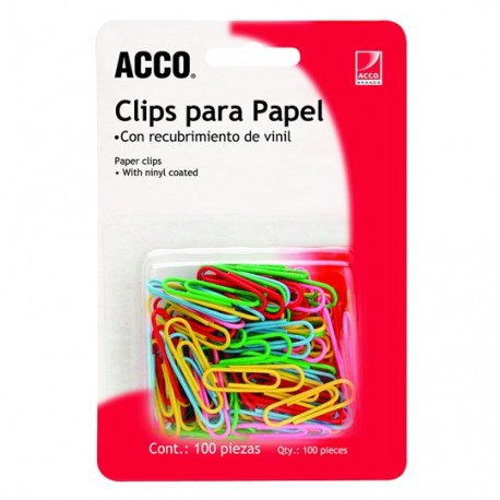 CLIP ESTANDAR DE COLORES ACCO NUMERO 1 CAJA CON 100 CLIPS