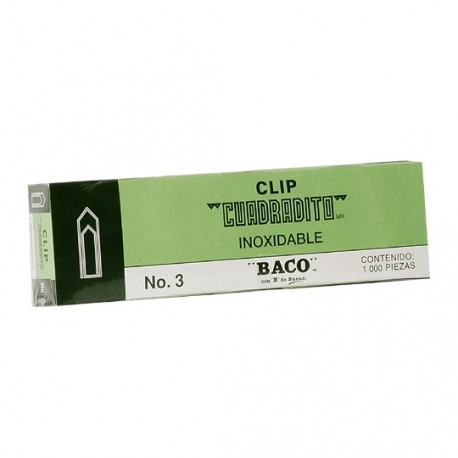 CLIP CUADRADO BACO NUMERO 3 CAJA CON 100 CLIPS