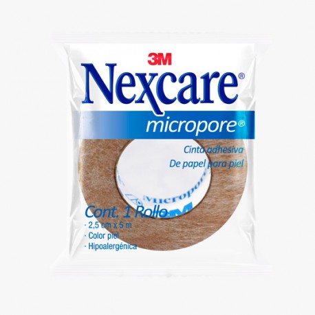 MICROPORE NEXCARE DE 2.5 CM X 5 MTS PIEL CON 1 PIEZA