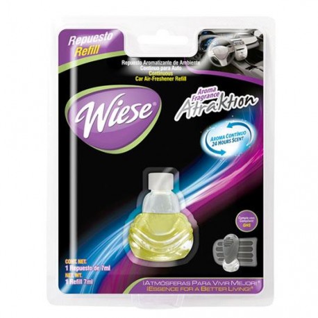 AROMATIZANTE PARA AUTOMOVIL REPUESTO WIESE ATRAKTION 7 ML