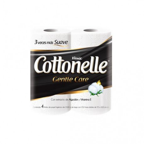 PAPEL HIGIENICO TRADICIONAL KLEENEX COTTONELLE 90550 DE 252 HOJAS DOBLES DE 10.9 X 9.5 CM COLCHON C/10 PAQUETES DE 4 ROLLOS