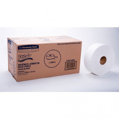 PAPEL HIGIENICO BOBINA PETALO 90502 SR HOJA DOBLE DE 500 M X 9.5 CM 6 PZAS