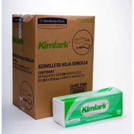 SERVILLETA TRADICIONAL KIMLARK 91690 DE 500 HOJAS DOBLES 12 PAQUETES