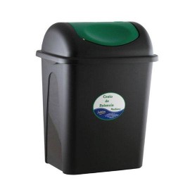 CESTO DE BASURA DE BALACIN DE PLASTICO SABLÓN COLOR VERDE TAMAÑO 30 X 23 X 43 CM PARA 17 L