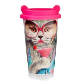 VASO PARA CAFE JUST MUSTARD EN FORMA DE GATO DE 350ML