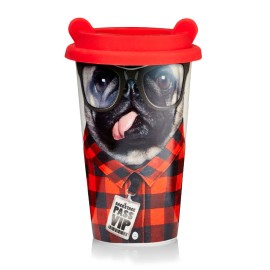 VASO PARA CAFE JUST MUSTARD EN FORMA DE PUG DE 350ML