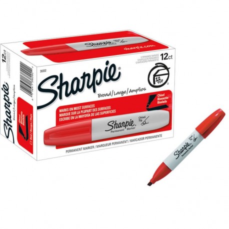 Marcador permanente sharpie chisel rojo