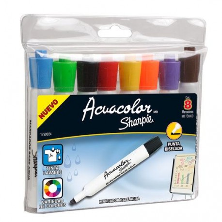 MARCADOR BASE AGUA SHARPIE ACUACOLOR 20083 COLOR SURTIDO 8 PIEZAS