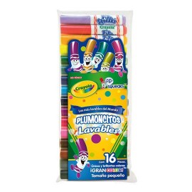 PLUMON SURTIDO CRAYOLA MINI PLUMIN LAVABLE TIPO DE PUNTA FINA 16 PIEZAS