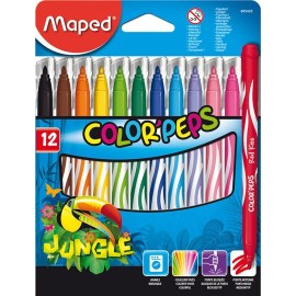 PLUMON SURTIDO MAPED JUNGLE TIPO DE PUNTA MEDIANA 12 PIEZAS